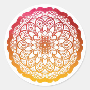 roze sinaasappel mandala ronde sticker