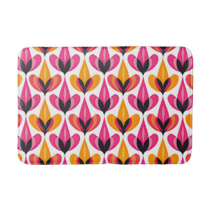 Roze & Sinaasappel Mid Century Modern RETRO Bloeme Badmat