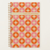 Roze Sinaasappel Mid Mod Geometrisch Gepersonalise Planner (Voorkant)
