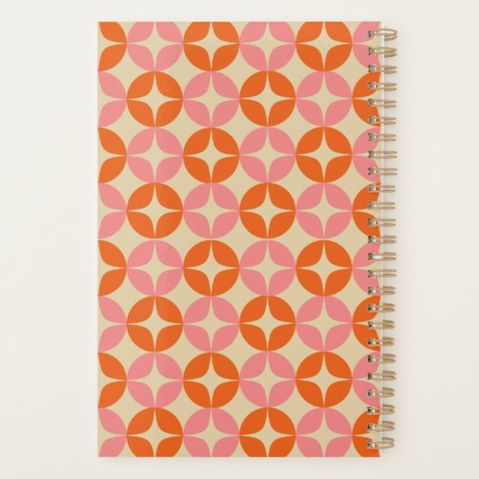 Roze Sinaasappel Mid Mod Geometrisch Gepersonalise Planner (Achterkant)