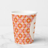Roze Sinaasappel MidCentury Modern Custom Vrijgeze Papieren Bekers (Rechts)