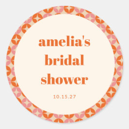 Roze Sinaasappel MidCentury Modern Custom Vrijgeze Ronde Sticker