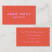 Roze Sinaasappel Modern Bold Bright Hair Stylist S Visitekaartje (Voorkant / Achterkant)
