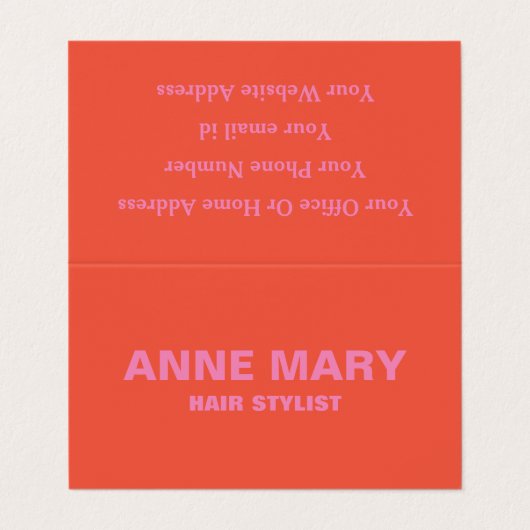 Roze Sinaasappel Modern Bold Hair Stylist Salon Co Visitekaartje (Buitenkant ongevouwen)