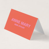 Roze Sinaasappel Modern Bold Hair Stylist Salon Co Visitekaartje (Voorkant)
