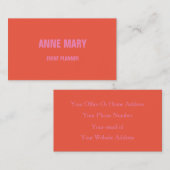 Roze Sinaasappel Modern Bold Helder Kleurrijk Eenv Visitekaartje (Voorkant / Achterkant)