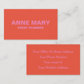 Roze Sinaasappel Modern Bold Helder Kleurrijk Tren Visitekaartje (Voorkant / Achterkant)