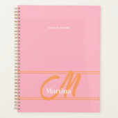 Roze Sinaasappel Modern Monogram Wekelijks Planner (Voorkant)