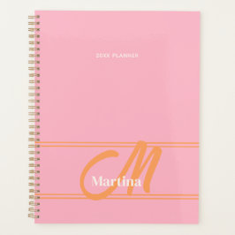 Roze Sinaasappel Modern Monogram Wekelijks Planner