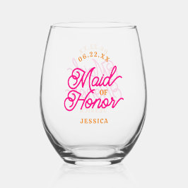 Roze Sinaasappel Moderne Minimalistische Maid of H Wijnglas Zonder Voet