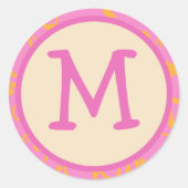 Roze Sinaasappel Monogram Initiaal Sticker (Voorkant)