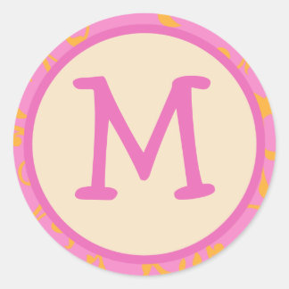 Roze Sinaasappel Monogram Initiaal Sticker