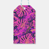 Roze Sinaasappel Navy Tropische palmbladeren Bruil Cadeaulabel (Achterkant)