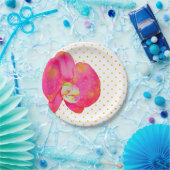 Roze sinaasappel Orchidee waterverf schilderij Papieren Bordje (Feest)