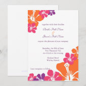 Roze Sinaasappel Paarse Hibiscus Hawaïaanse bruilo Kaart (Voorkant / Achterkant)