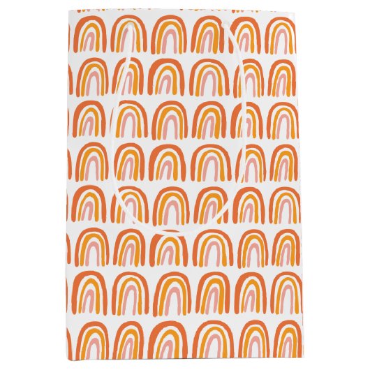 Roze Sinaasappel Patroon Regenboog Baby shower Gif Medium Cadeauzakje (Voorkant)