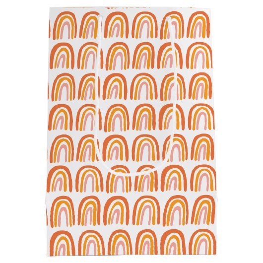 Roze Sinaasappel Patroon Regenboog Baby shower Gif Medium Cadeauzakje (Achterkant)
