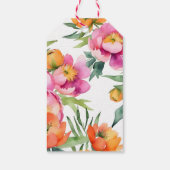 Roze sinaasappel pioenen elegant vrijgezellenfeest cadeaulabel (Achterkant)