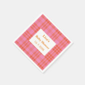 Roze Sinaasappel Plaid Gingham Baby shower Servet (Hoek)