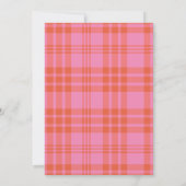 Roze Sinaasappel Plaid Gingham Geruite Baby shower Kaart (Achterkant)