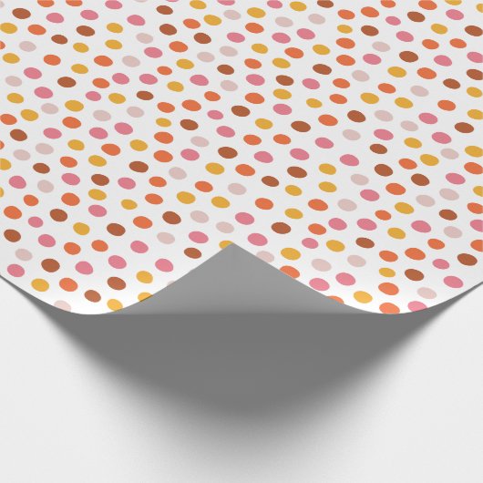 Roze Sinaasappel Polka Dots Wrapping Paper Cadeaupapier (Hoek)