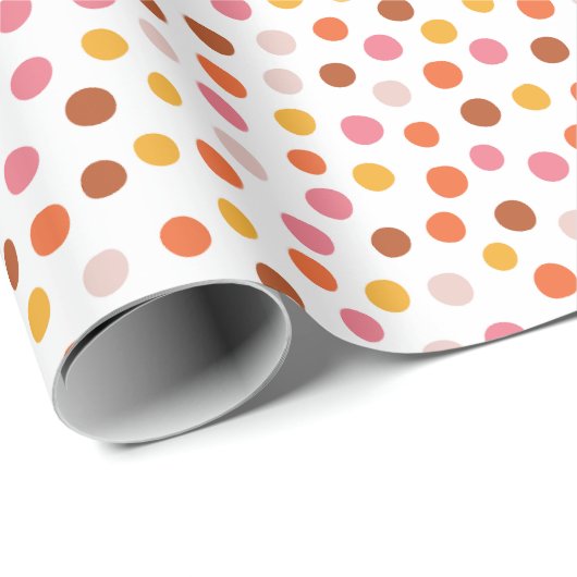 Roze Sinaasappel Polka Dots Wrapping Paper Cadeaupapier (Rol Hoek)