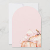 Roze Sinaasappel pompoen boog meisje eerste verjaa Kaart (Achterkant)