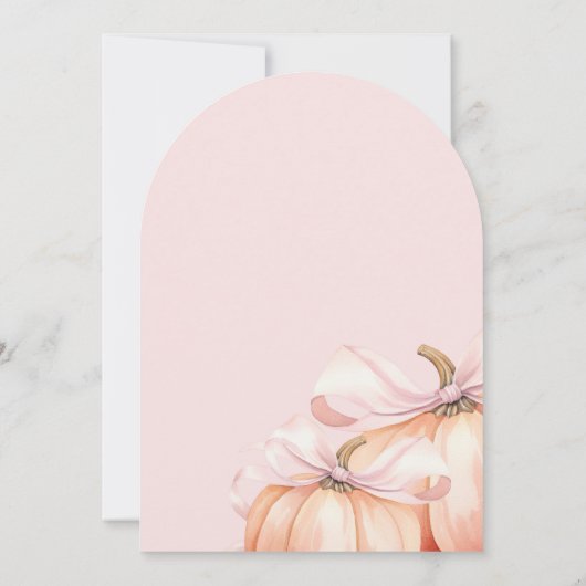 Roze Sinaasappel pompoen boog meisje eerste verjaa Kaart (Achterkant)