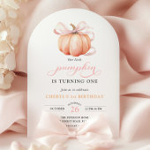 Roze Sinaasappel pompoen boog meisje eerste verjaa Kaart