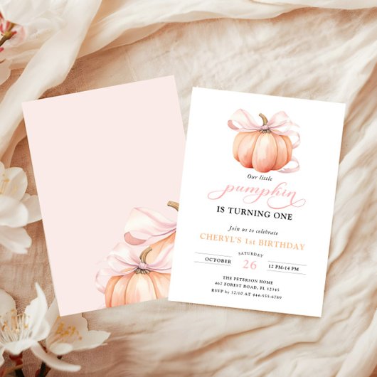 Roze Sinaasappel pompoen boog meisje eerste verjaa Kaart