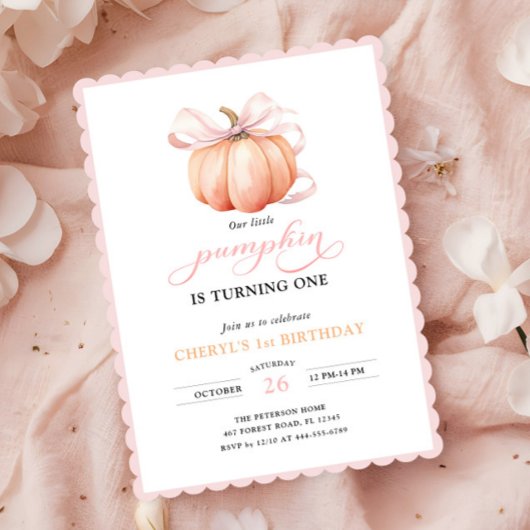 Roze Sinaasappel pompoen boog meisje eerste verjaa Kaart