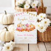 Roze Sinaasappel Pompoen Patch Gold Glitter Verjaa Kaart