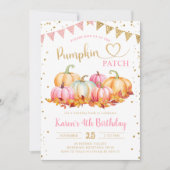 Roze Sinaasappel Pompoen Patch Gold Glitter Verjaa Kaart (Voorkant)