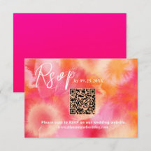Roze sinaasappel QR Code Response Kaart bruiloft R