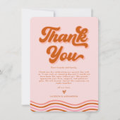 Roze Sinaasappel Retro70s bruiloft bedankje Kaart (Voorkant)