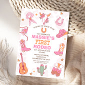 Roze Sinaasappel Retro 1e Rodeo Verjaardag Kaart