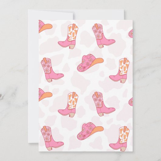 Roze Sinaasappel Retro 1e Rodeo Verjaardag Kaart (Achterkant)