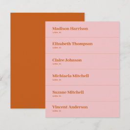 Roze Sinaasappel Retro 70s Trouwplaats Kaart DIY