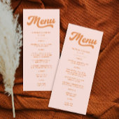  roze Sinaasappel Retro bruiloft Menu