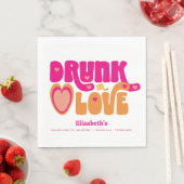 Roze Sinaasappel Retro Drink in Liefde Bachelorett Servet (Insitu)