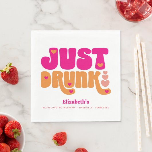 Roze Sinaasappel Retro Drink in Liefde Bachelorett Servet (Insitu)