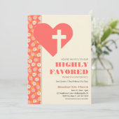 Roze & Sinaasappel Retro Flowers Vrouwen Christeli Kaart (Staand voorkant)