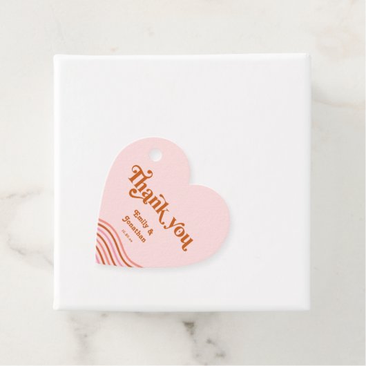 Roze Sinaasappel Retro Groovy Disco Bruiloft Bedankjes Labels (In situ)