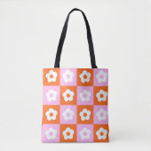 Roze Sinaasappel Retro Illustrated Flower Schattig Tote Bag (Voorkant)
