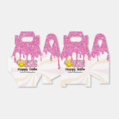 Roze Sinaasappel Retro One Happy Babe 1e Verjaarda Bedankdoosjes (Uitgevouwen)