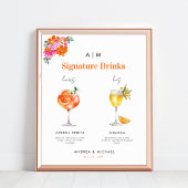 Roze Sinaasappel Signature Drinken Cocktail Trouwb Poster