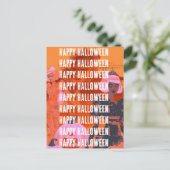 Roze Sinaasappel spookhuis Halloween Huis Briefkaart (Staand voorkant)