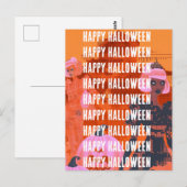 Roze Sinaasappel spookhuis Halloween Huis Briefkaart (Voorkant / Achterkant)