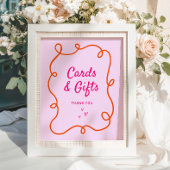 Roze Sinaasappel Squiggle Kaarten en geschenken Poster