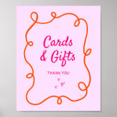 Roze Sinaasappel Squiggle Kaarten en geschenken Poster (Voorkant)